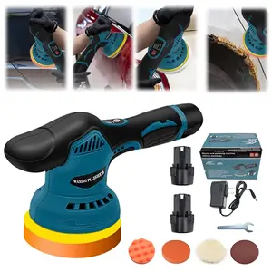 8-Speed Cordless Polisher – Dual Action Buffer Machine with Digital Display, 12V Lithium Battery Car Detailing Tool for Waxing, Scratch Removal (2 Battery 1 Charger)