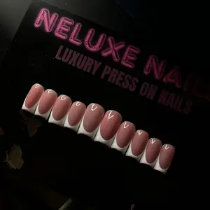 Curved White French Tip Press On Nails