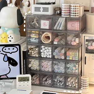 Single Transparent Acrylic Pencil Holder, Stackable Cosmetic Storage Box, Jewelry Makeup Tools Desk Organizer, 4 Compartment Dustproof