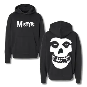 [graphic hoodies][Halloween Hoodie]Misfits Skull Hoodie Sweatshirt, Iconic Punk Rock Band Design with Bold Front and Back Print, Perfect for Music Fans and Halloween Seasons, 2 Sides Graphic HoodieFall Outfits