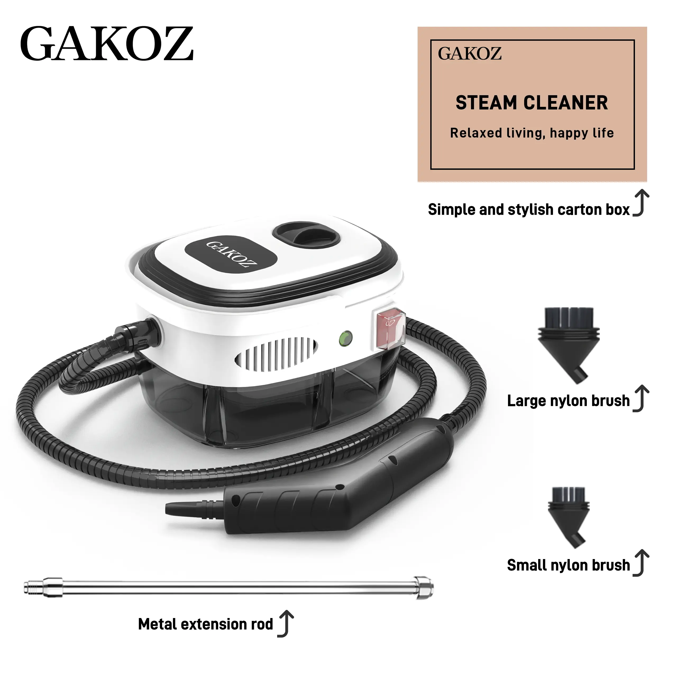 1-in-1 Handheld Steam Cleaner with Accessories - High-Pressure Cleaning Tool, Multi-Purpose Steam Cleaners for Automotive Detailing, Household Surfaces (Furniture, Tiles)