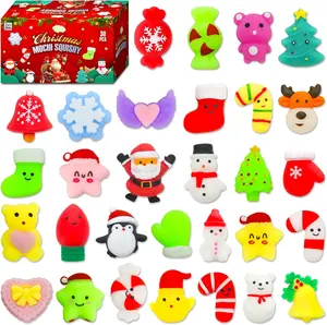 30 Pack Valentines Day  Squishy Toys, Happy New Year Party Favors Stocking Stuffers Xmas Gifts, Kawaii Mochi Squishies Sensory Squeeze Toys for Kids Girls Boys Toddlers Treasure Box Toys Classroom Prizes