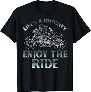 100% Cotton Biker Lifes Journey Enjoy The Ride Motorcycle Men Women T-Shirt