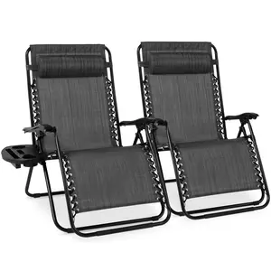 Best Choice Products Set of 2 Extra Wide Zero Gravity Lounge Chair Recliners w/ Cup Holder