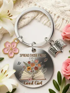 Book Lover Keychain Gift, Dark Romance, Book Club, Spicy, Christmas, Birthday, Graduation Gifts, Cute Cartoon Design, Round Shape