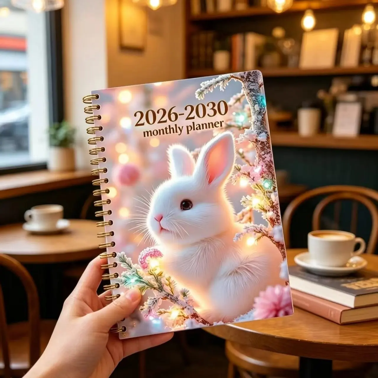 Cute Rabbit Five-Year Monthly Planner 2026-2030, Long-Term Organizer Diary, Spiral Notebook for Students, Office, and Home Use
