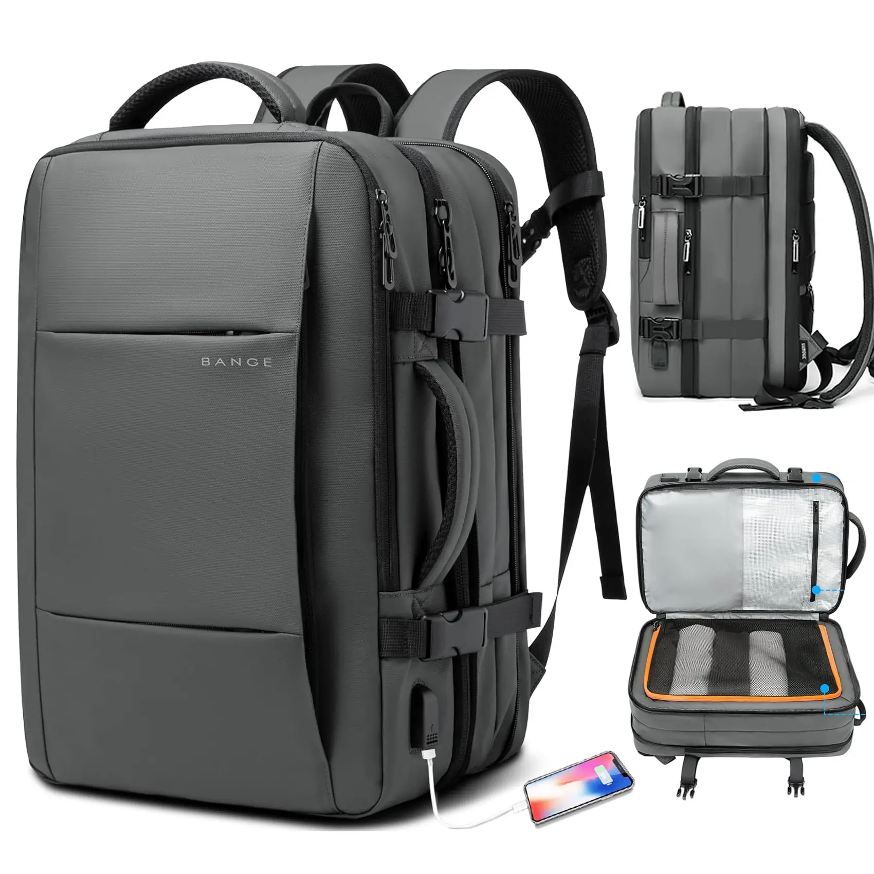 Unisex Adults 3-in-1 Expandable Korean Hiking Backpack 1pcs - 45L Expansion, Multi-Compartment, Secure Organization, Laptop Bags, Shoe-Only Pocket, College Use, Giftable for Easter, Valentine's Day