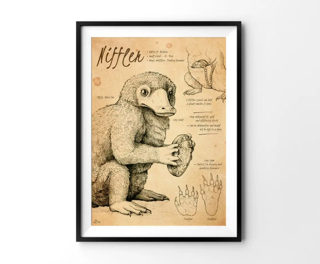 Niffler Poster, HP Poster, HP Wall Hanging, HP Magic Animal Poster, Potterhead Home Decor, HP Wall Decor, Wizard World Poster 386819