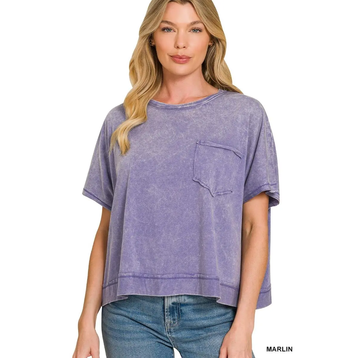 Zenana Acid Washed Round Neck Short Sleeve Oversized T-Shirt