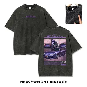 S15 Modified JDM Japanese Drift Racing Car Vintage Washed Tee | 90s Retro Oversized Graphic Streetwear Shirt | High-Quality Men's Vacation Outfit & Car Enthusiast Apparel Menswear Soft