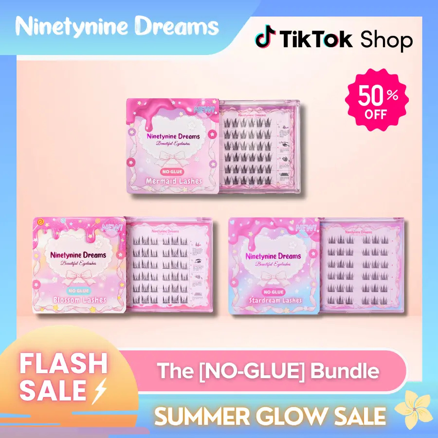Ninetynine Dreams THE [NO GLUE] Self-Adhesive Lashes Bundle (3 Styles - Blossom, Stardream, Mermaid) | Press-On Eyelash Collection — Self-Adhesive Ultra-Thin Band, Reusable & Beginner Friendly Quick Application False Eyelashes, Must-Have Trending Set