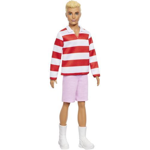Mattel - Barbie Fashionistas Ken Doll #241 in Red Striped Top And Pink Shorts With White Sneakers, Blonde  [Collectible Figurine/Statue/Bust] Paper Doll