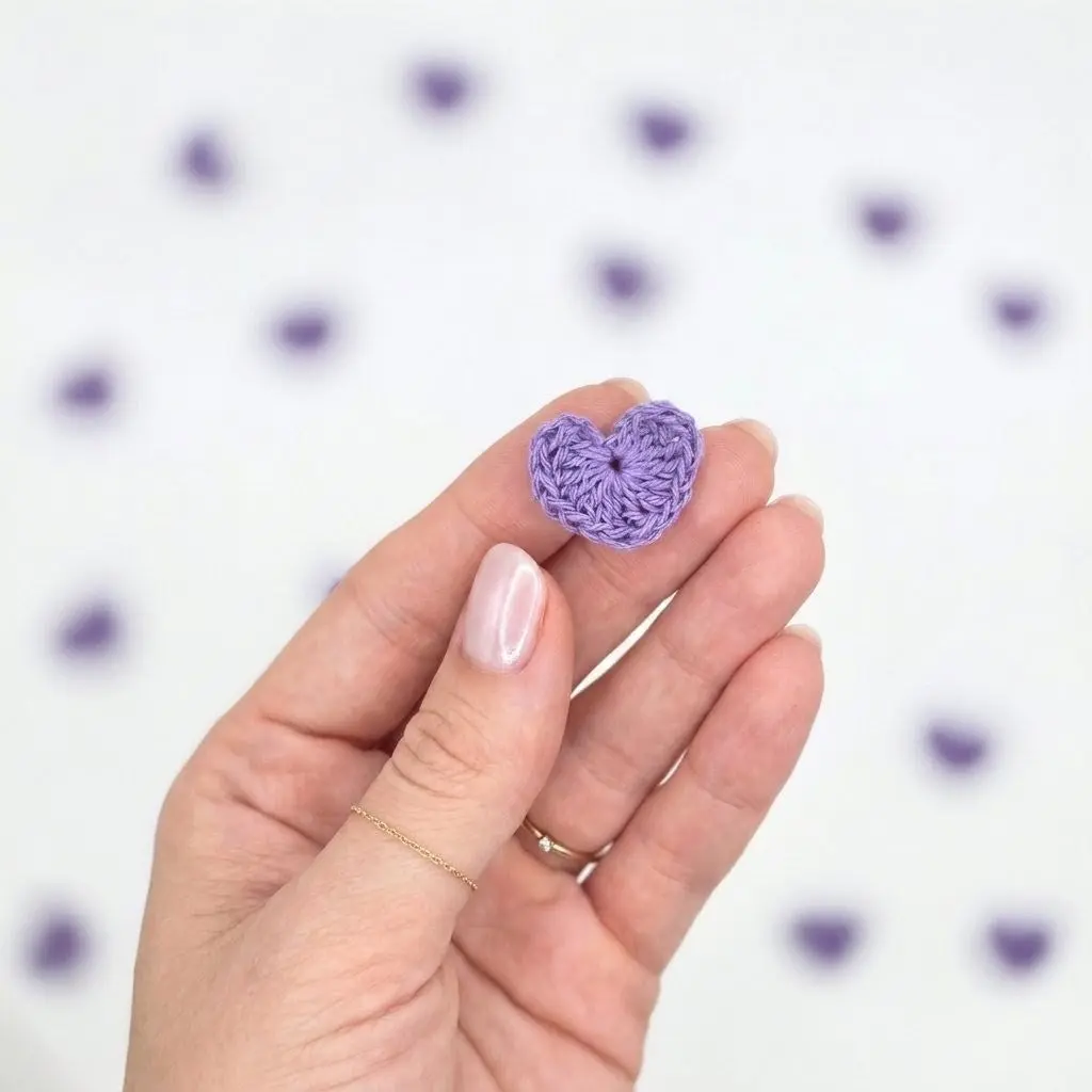 Tiny Purple Crochet Hearts Appliques Set of 12 - 1 Inch Small Knit Heart Embellishments for Scrapbooking, Valentine Crafts, Party Favors