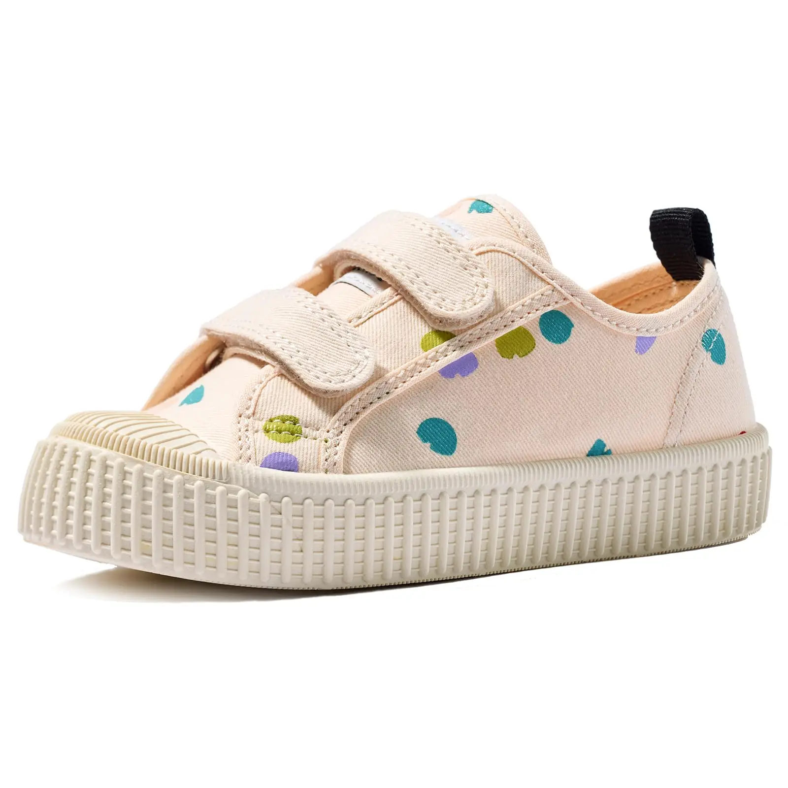HAPPY NOCNOC Toddler Shoes for Boys & Girls, Canvas Dual Hook and Loops Sneakers with Candy-Colored Sole