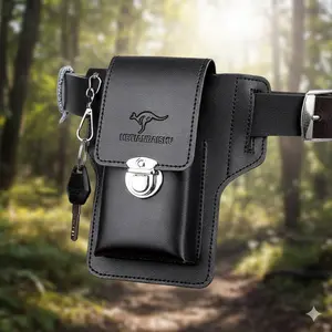 Multifunctional Leather Fanny Pack for Men - Vintage Waist Phone Case, Adjustable Belt Clip, Hiking & Outdoor Gear, Anti-Slip Durable Design, Water-Resistant, Wallet Storage, Travel Companion.