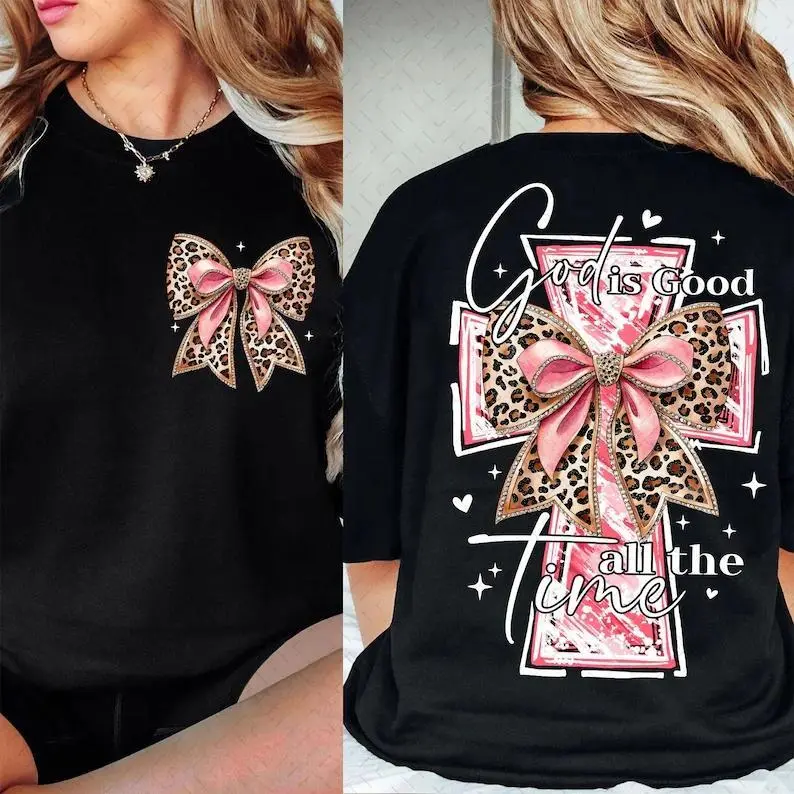 Women's 100% Cotton "God is Good" Graphic T-Shirt - Twist Detail, Round Neck, Short Sleeve, Relaxed Fit, Soft, Casual Streetwear, Faith-Based Fashion, Pre-Washed, Hang Dry, Japanese New Year, Easter Apparel