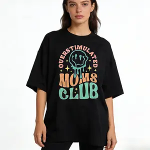 Overstimulated Shirt Women Mental Health Awareness T-Shirts Anxiety Tees Oversized Overstimulated Mom Short Sleeve Tops
