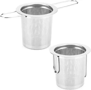 2 Pcs Tea Filters, Stainless Steel, with Extended Folding Handle - Circular Tea Filter Basket - Suitable for Home Offices, Restaurants, Hotels, Infuser, Etc, Textiles & Soft Furnishings