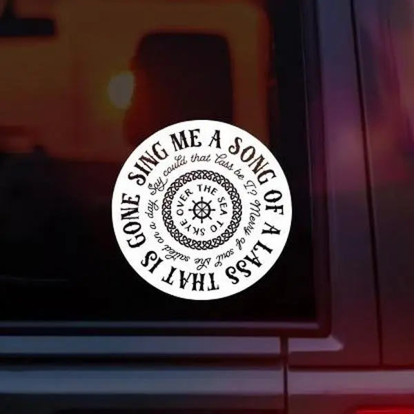 Outlander Skye Boat Song Lyrics Vinyl Car Decal – “Sing Me a Song of a Lass That Is Gone” Scottish Highlands Inspired Sticker for Car Window Laptop Tumbler – Jamie & Claire Fan Gift