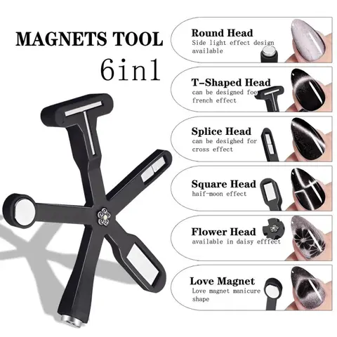 6 in 1 Cat's Eye Nail Magnet Board with Strong Magnet Power, 1 Count Multifunctional Lightweight Nail Art Magnet Tool, DIY Manicure Nail Care Tools, Nail Art Supply, Nail Art Equipment, Suitable for Salons and Home Use