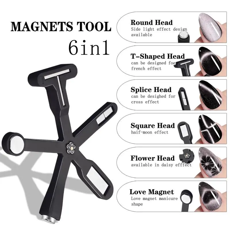 6 in 1 Cat's Eye Nail Magnet Board with Strong Magnet Power, 1 Count Multifunctional Lightweight Nail Art Magnet Tool, DIY Manicure Nail Care Tools, Nail Art Supply, Nail Art Equipment, Suitable for Salons and Home Use