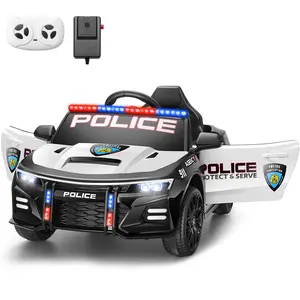 Hikole Ride on Police Car for Kids - 12V Electric Cop Cars with Remote Control, Siren, Flashing LED Lights, Megaphone, Music Player, Seat Belt, Gift for Boys Girls