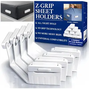 Patented Fitted Sheet Holders - 4 Bed Sheet Grippers 10 Sheet Locks (8 + 2 Spares) Bed Sheet Holders For Corners, Clips, No Corner Sheet Grippers Say Goodbye To Loose Sheets