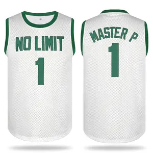 Men's Basketball Jersey #1 White Letter and Number Embroidery, Breathable Mesh S-3XL