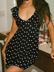 Women's Polka Dot Print Tie Shoulder Cami Dress, homecoming dresses 2026,Fashion Casual Sleeveless Short Dress for Daily Outdoor Wear, Ladies Dress for autumn