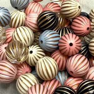 Fall Pumpkin 16mm Beads Set of 5 Mixed Color