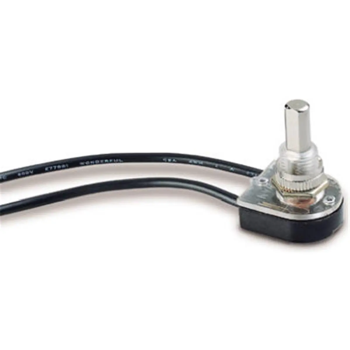 Gardner Bender Push Button Switch, Nickel Plated with Maintained On/Off Contact, Portable for Water Sports and Sailing, Single Pole, 6A/125V, 6 in. leads, Fits 13/32 in. Mount, 1 x 2.75 x 4.75 in, Mount Hole Fits, Maintained Contact, Nickel Finish