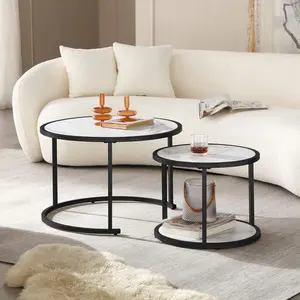 Mode Marble Black Frame Nesting Table Set of 2