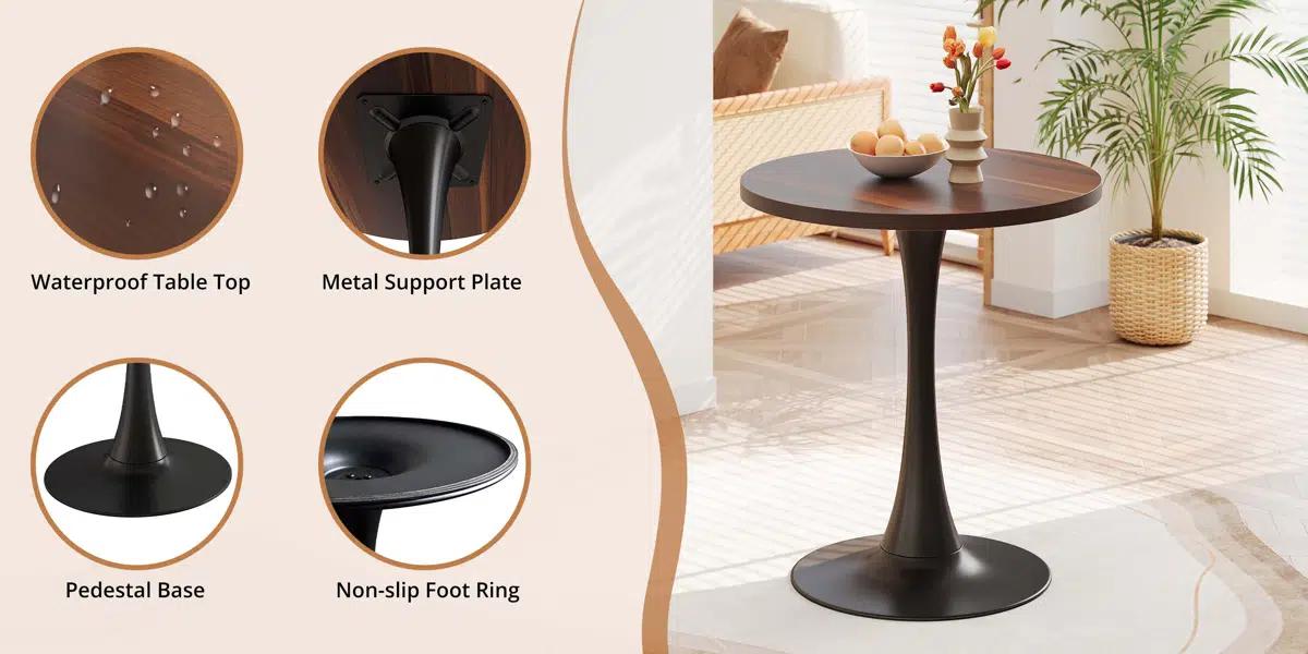 IRONCK 3-Piece Round Dining Table Set, Industrial Style Small Kitchen Table And Chairs For 2