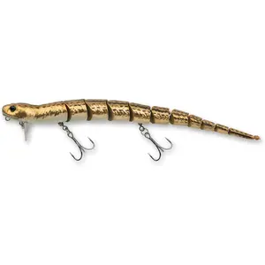 Savage Gear 3D Wake Snake Fishing Hard Bait - 1 oz Brown Chrome, Dual Hook Design, Lifelike Action, Topwater Lure for Aggressive Strikes