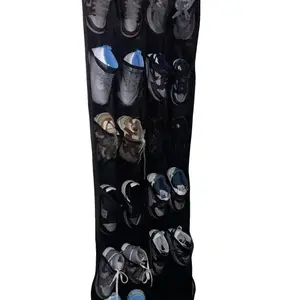Simplehouseware Over The Door Shoe Organizer with 24 Large Breathable Mesh Pockets Sturdy Closet Storage Holder Hanging Modern Design for Men & Women Black Lightweight Metal