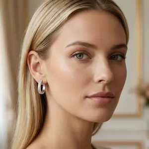 Iced Moissanite Hoop Earrings – Sterling Silver Luxury