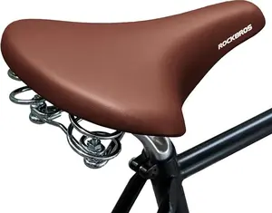ROCKBROS Bike Seat for Men Women Wide Comfort Bike Seat Cushion Waterproof Soft Vintage Brown Bicycle Saddle Compatible with Cruiser Retro Mountain City Bikes