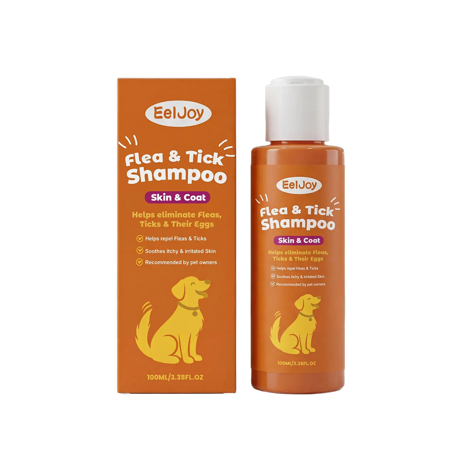 EelJoy Flea & Tick Shampoo for Dogs, 100ml Gentle Pet Shampoo, Skin & Coat Care, Helps Soothe Itchy Skin, Easy Rinse Dog Grooming Wash