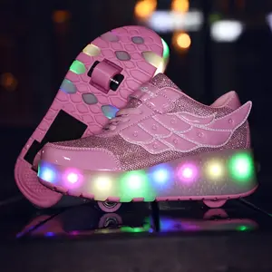 [shipping from US][shipping from US]Pink Fashion Girl's Light-up Sole Roller Shoes Walking Shoes