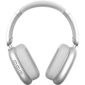 Wireless Over Ear Headphones, Noise Canceling Bluetooth 5.3 Headphones with Microphones,Hi-Res Audio,48H Playtime,Foldable,Breathable Soft Earpads for iOS/Android/Samsung/PC-Silver