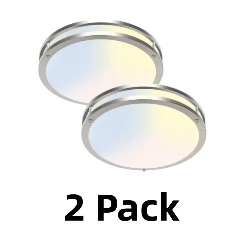 2 Pack 13 Inch 36W LED Semi Recessed Ceiling Light 5 Color Temperature Adjustable CCT Dimmable Downlight Matte Frosted Metal Ceiling Fixture Indoor Lighting For Bedroom Bathroom Kitchen Hallway Living Room Basement Home Renovation New House Decoration