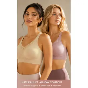 Minimizer Bra for Women, Wireless Jelly Bra, Full Coverage Support Bra with Wide Straps, Back Smoothing Bras for Women