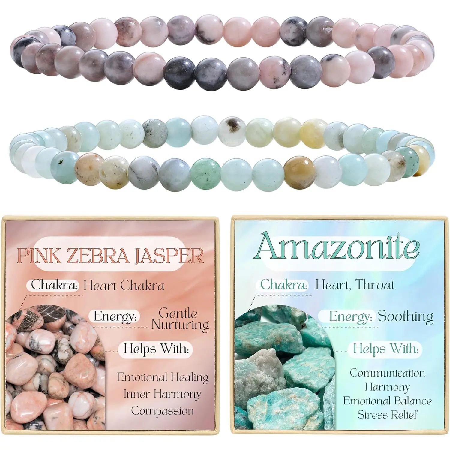 Pink Zebra Stone + Amazonite