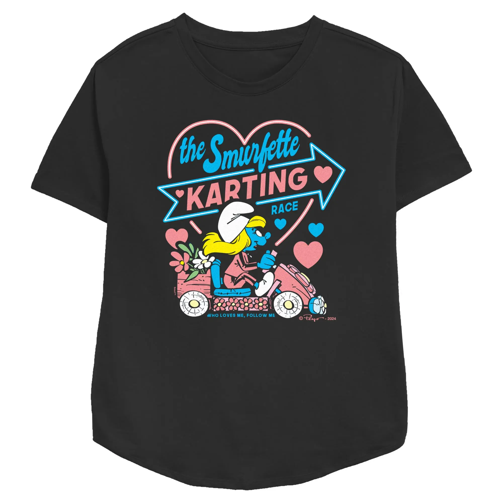 Women's Casual Fit Short-Sleeve The Smurfs Smurfette Karting Car Day T-Shirt