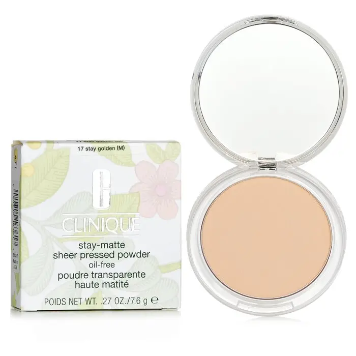 Clinique Stay Matte Oil-Free Makeup Powder - No.17 Stay Golden Cosmetic, Matte Makeup Finish Foundation, 7.6g/0.27oz Flawless Coverage