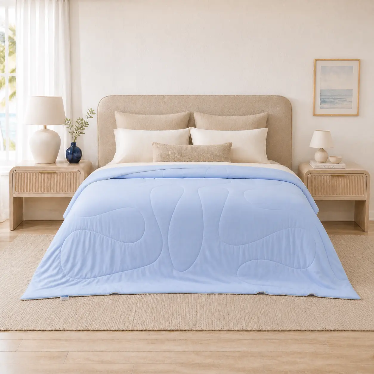 【backtoschool】BLUNIQUE All-Season Bamboo Rayon Cooling Comforter for Hot Sleepers, Lightweight Breathable Soft Bedding for Queen and King Beds, Bedroom and College Dorm Room