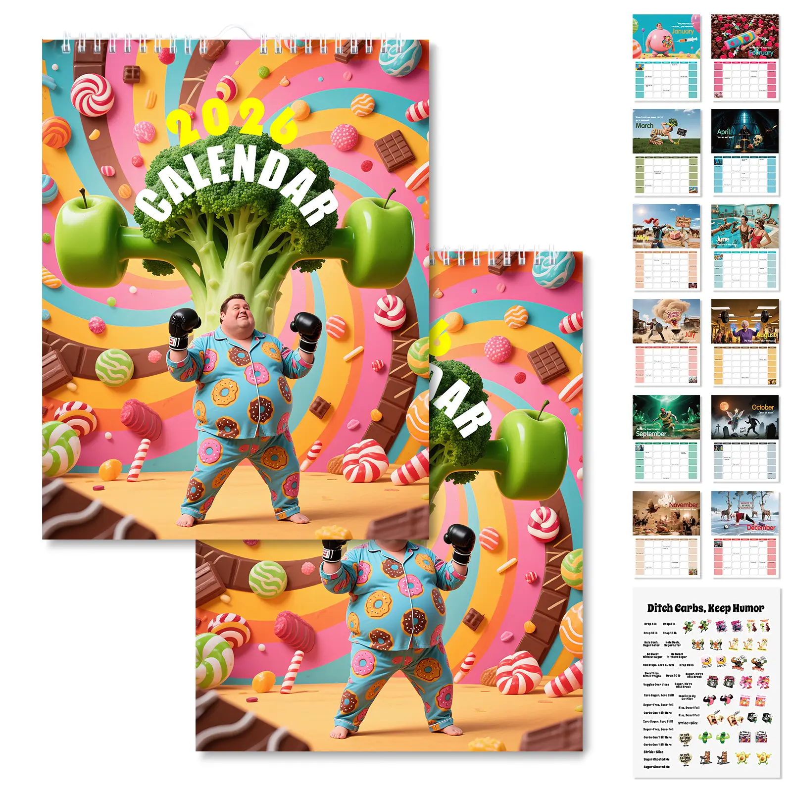 2026 Sugar Control Calendar: Effortlessly Safeguard Your Health & Sugar Management Calendar& Low-Carb Lifestyle & Blood Sugar Control（2pcs）