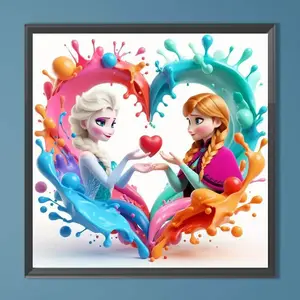 DIY Diamond Arts Colorful Painting Kit without Frame, Frozen Pattern Diamond Arts Colorful Painting, DIY Wall Art Decor for Home Living Room Bedroom