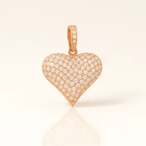 Heart Pendant in 925 Sterling Silver – Rose Gold Plated Simulated Diamond for Women