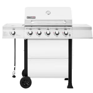 Royal Gourmet Stainless Steel BBQ Gas Grill with 5 Burners, Side Burner, BBQ Liquid Propane Gas Grill, Garden Picnic Backyard Barbecue Grill